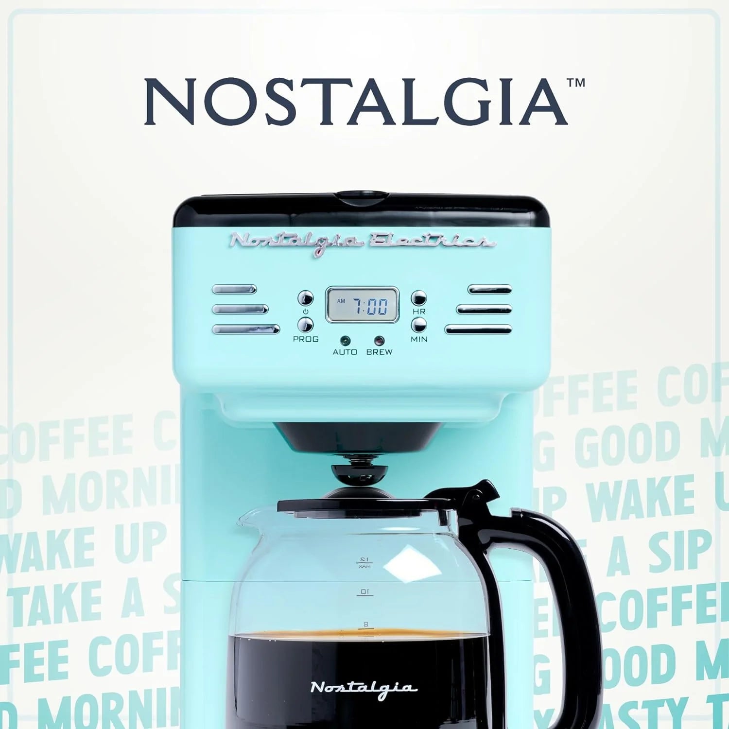 Nostalgia Retro 12-Cup Programmable Coffee Maker, Aqua E191