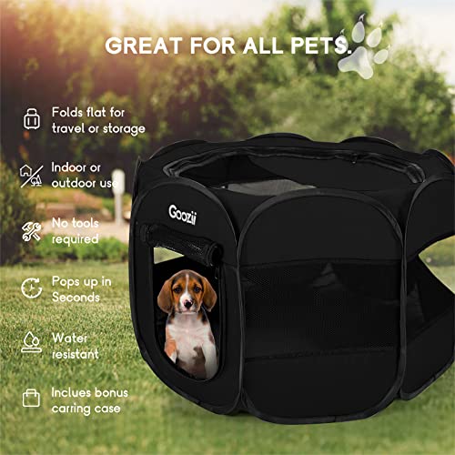 Portable Dog Playpen for Small Dogs Indoor Outdoor, Collapsible with Roof Cover, Green C304366
