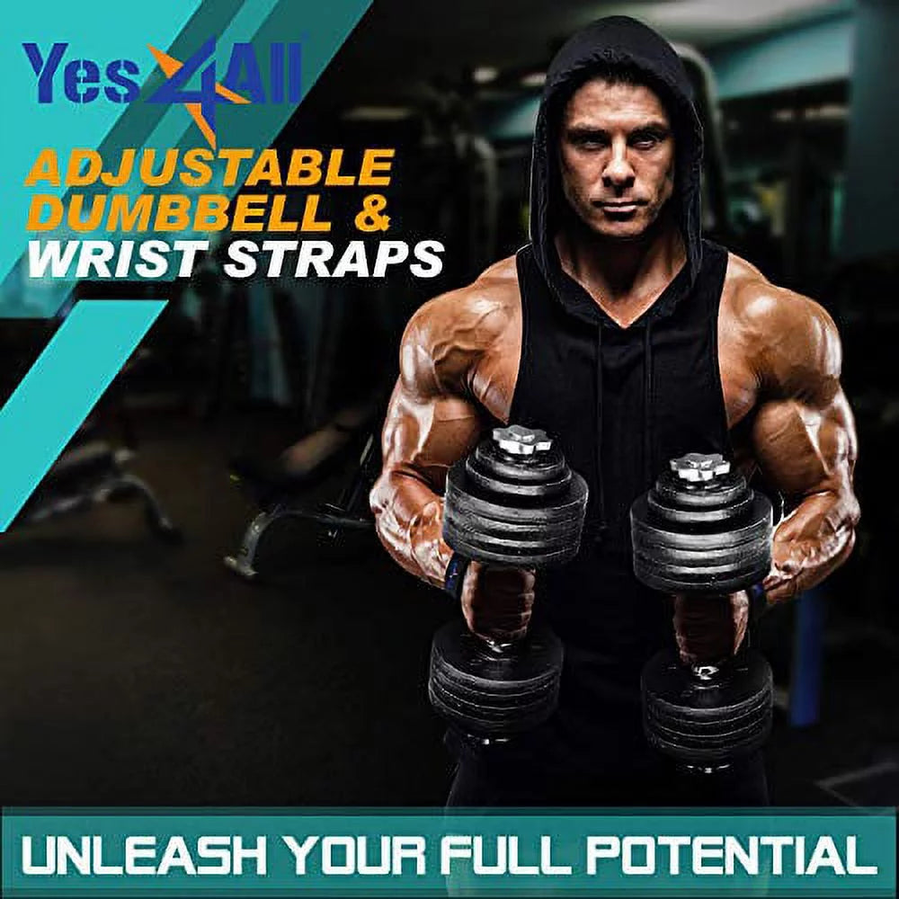 Yes4All 200 lbs Adjustable Dumbbell Set, Cast Iron Pair D6439