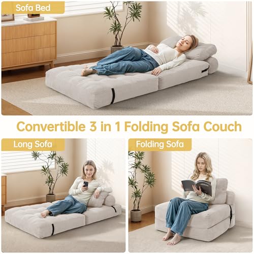 Folding Sofa Bed Convertible Sleeper Chair with Pillow, Grey L546
