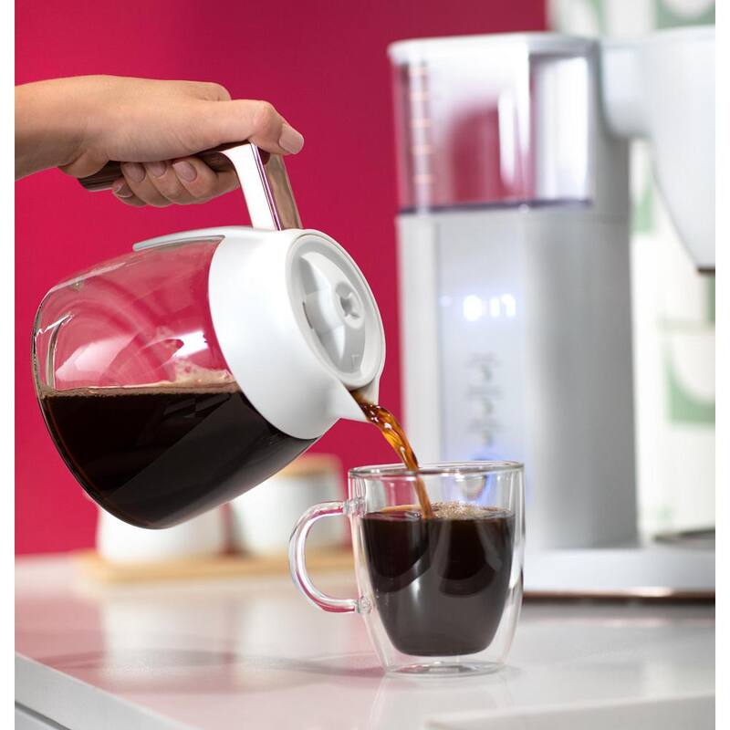 10 Cup Matte White Drip Coffee Maker with Glass Carafe W972947