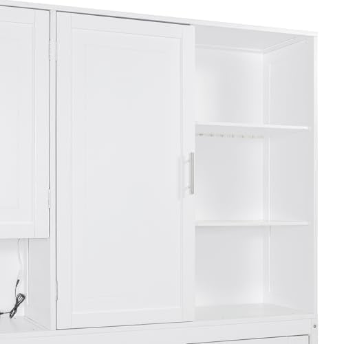 SOFTSEA Twin Murphy Bed Frame with Storage, Foldable Wall Bed, Gray I79151