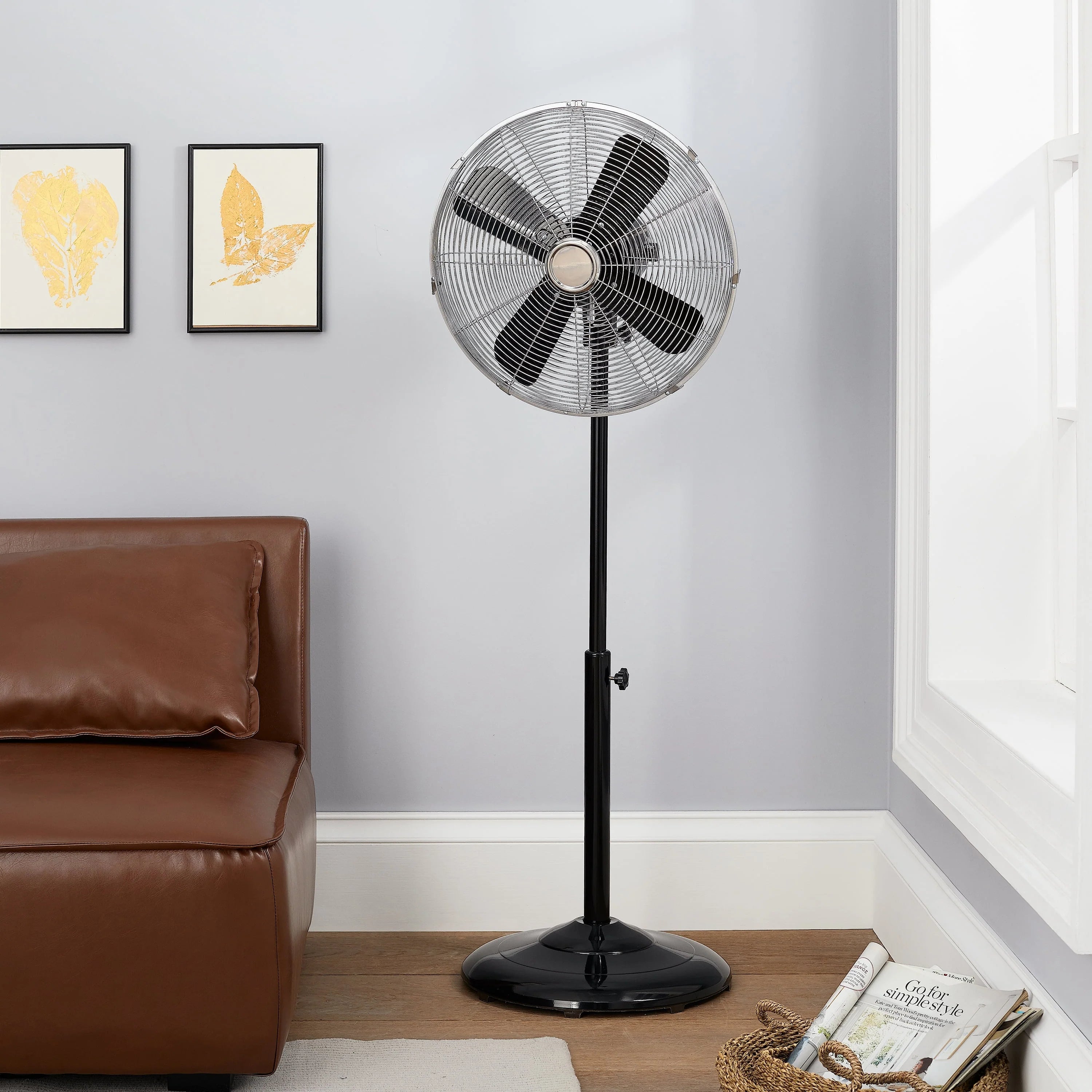 Better Homes & Gardens 16 inch Adjustable Oscillating Metal Stand Fan, Red O2097