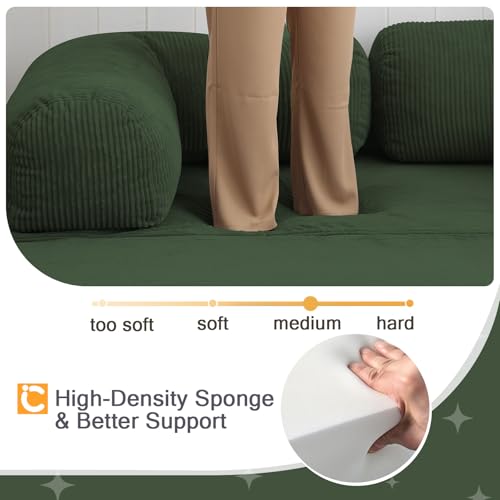 COMAX Folding Sofa Bed Convertible Chair Bed Corduroy 3-in-1 Floor Couch, Dark Grey E940