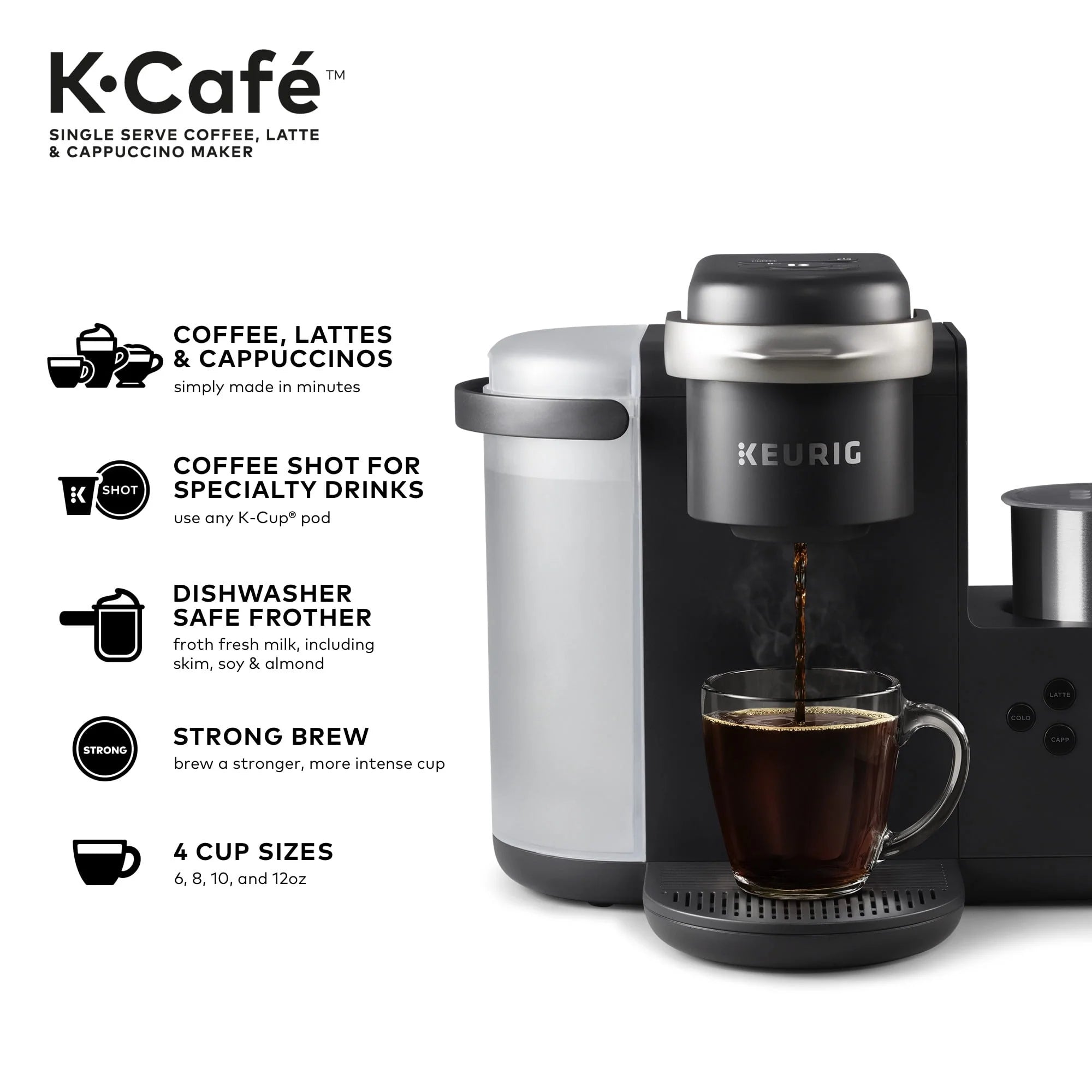 Keurig K-Cafe Single Serve K-Cup Coffee, Latte and Cappuccino Maker, Dark Charcoal G39691