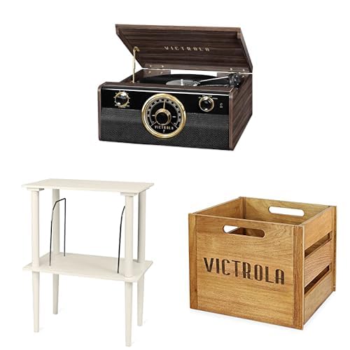 Victrola Metropolitan 4-in-1 Bluetooth Record Player with Built-in Speakers, Grey Z241914