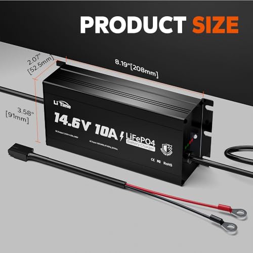 LiTime IP67 Waterproof 14.6V 10A LiFePO4 Onboard Charger X89030