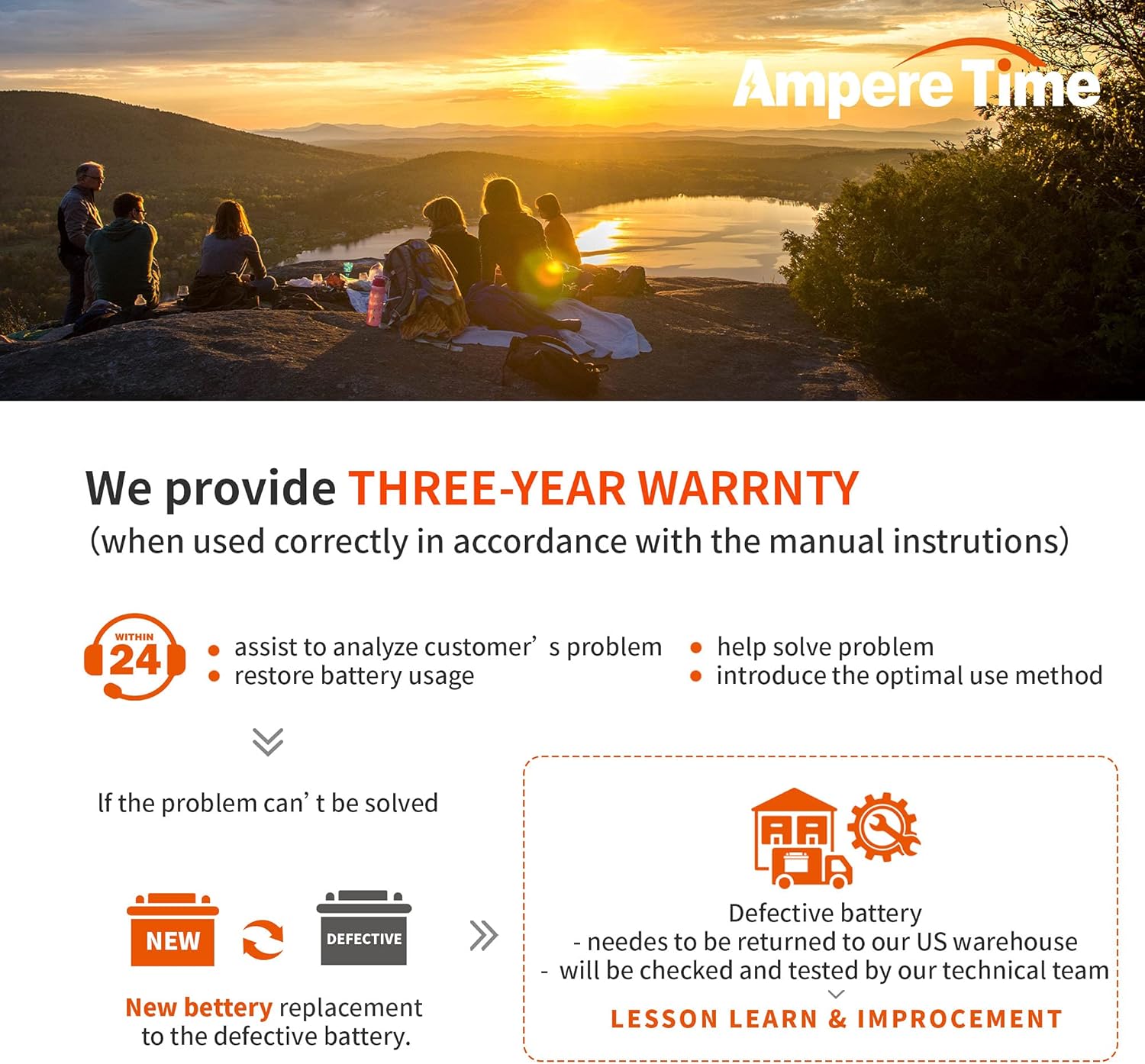 Ampere Time 12V 200Ah Plus LiFePO4 Battery with 200A BMS N84511