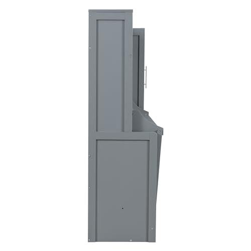 Linique Murphy Cabinet Wall Bed with Closet, Drawers and Top Shelf, Gray K190832