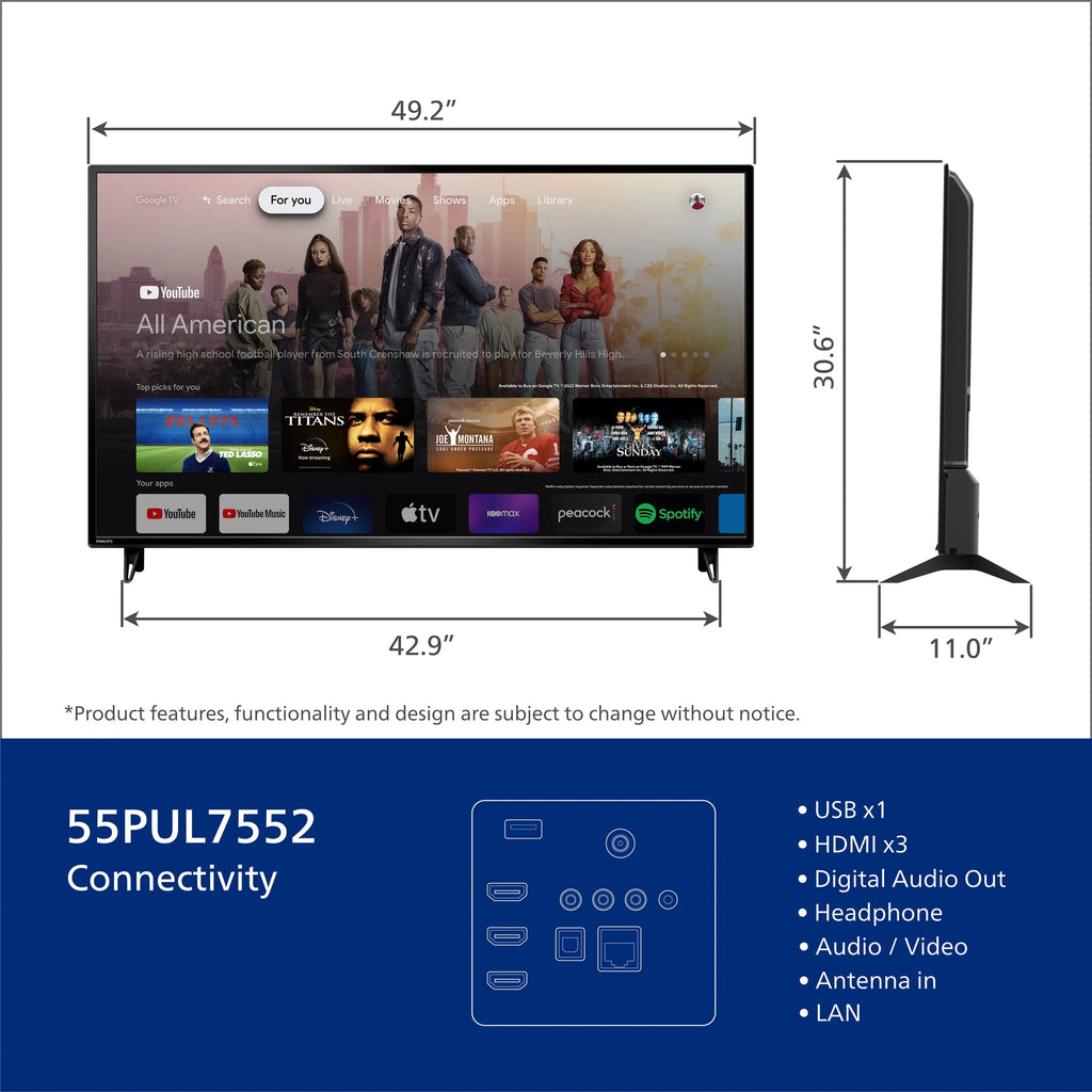 Philips 55" 4K Ultra HD Google Smart LED TV G276951