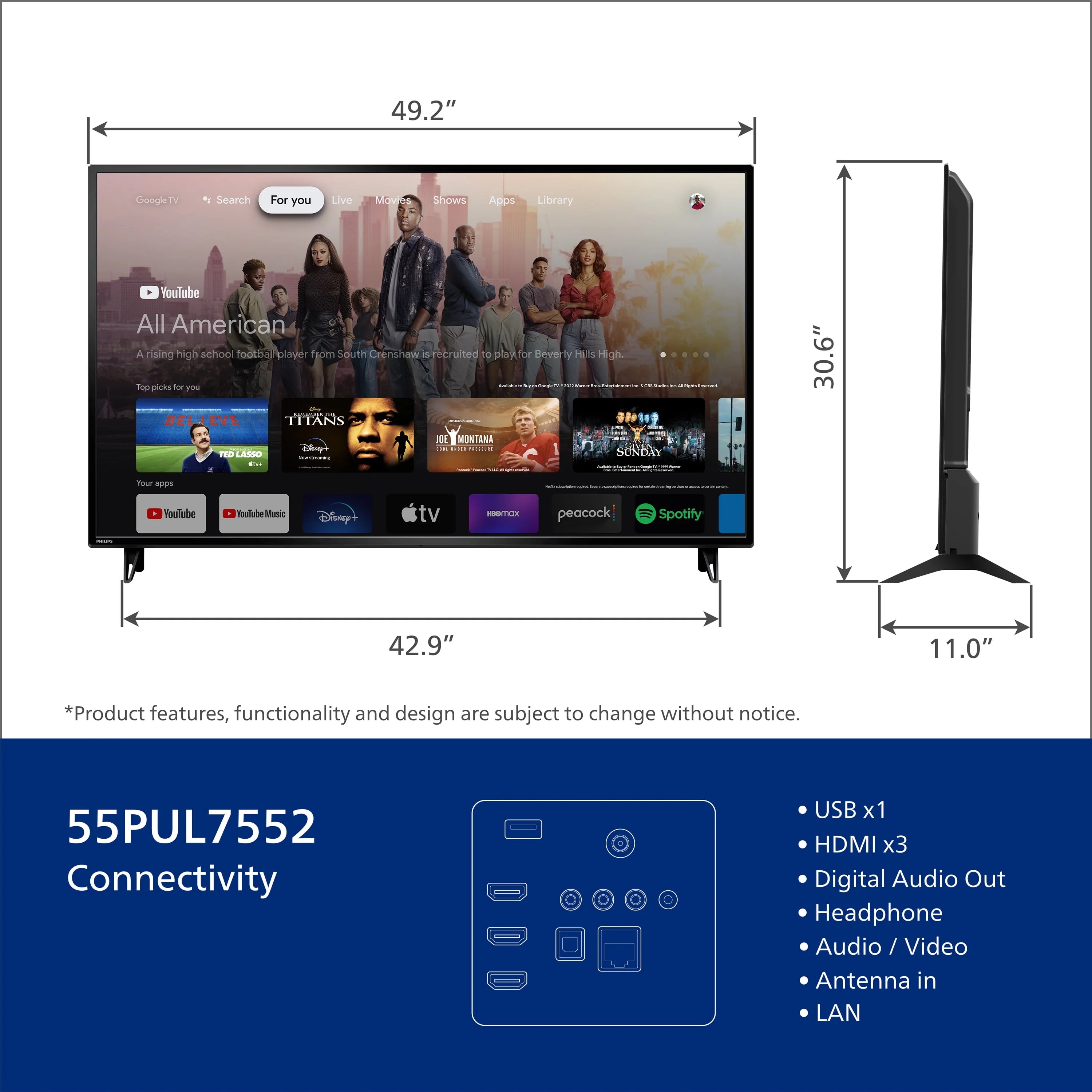 Philips 55" 4K Ultra HD Google Smart LED TV G276951