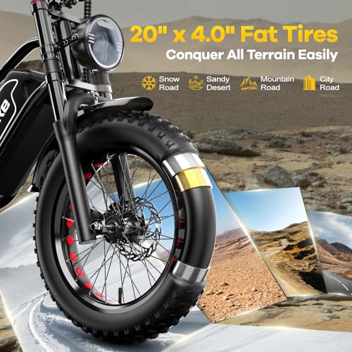 Electric Bike for Adults, 2000W Motor, 48V 25AH Battery, 20" Fat Tires S65549