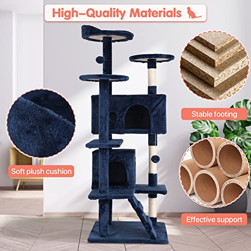 ASHY 54in Cat Tree with Scratching Post for Indoor Cats I993