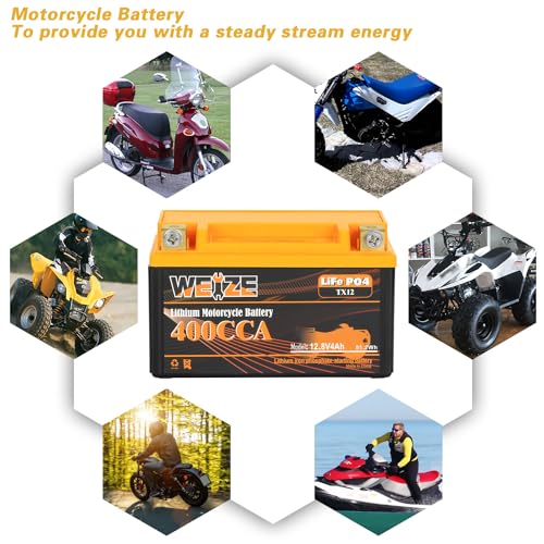 Weize Lithium YTX30L-BS 12V 10AH LiFePO4 Motorcycle Battery with Smart BMS E599001