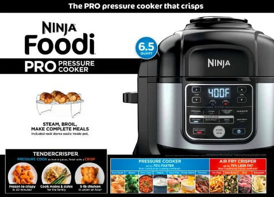 Ninja Foodi 10-in-1 6.5-Quart Pro Pressure Cooker Air Fryer Multicooker, Stainless T600