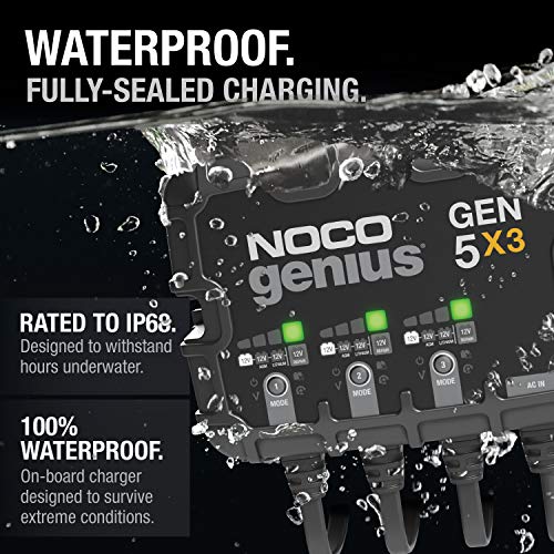 NOCO Genius GEN5X3 3-Bank 15A Onboard Battery Charger for Marine & Lithium Batteries U794925