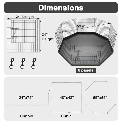 Artmeer Pet Playpen 8 Panels 24 Inch Foldable Dog Fence Kennel, Black N172167