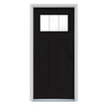 JELD-WEN 36 in. x 80 in. 3 Lite Craftsman Black Painted Steel Prehung Left-Hand Inswing Front Door w/Brickmould