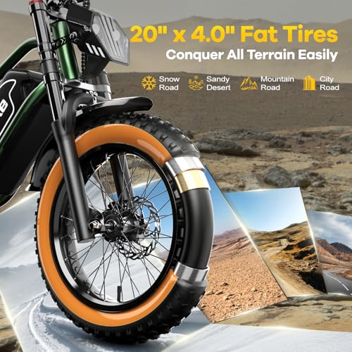 Electric Bike for Adults, 2000W Motor, 48V 25AH Battery, 20" Fat Tires S65549
