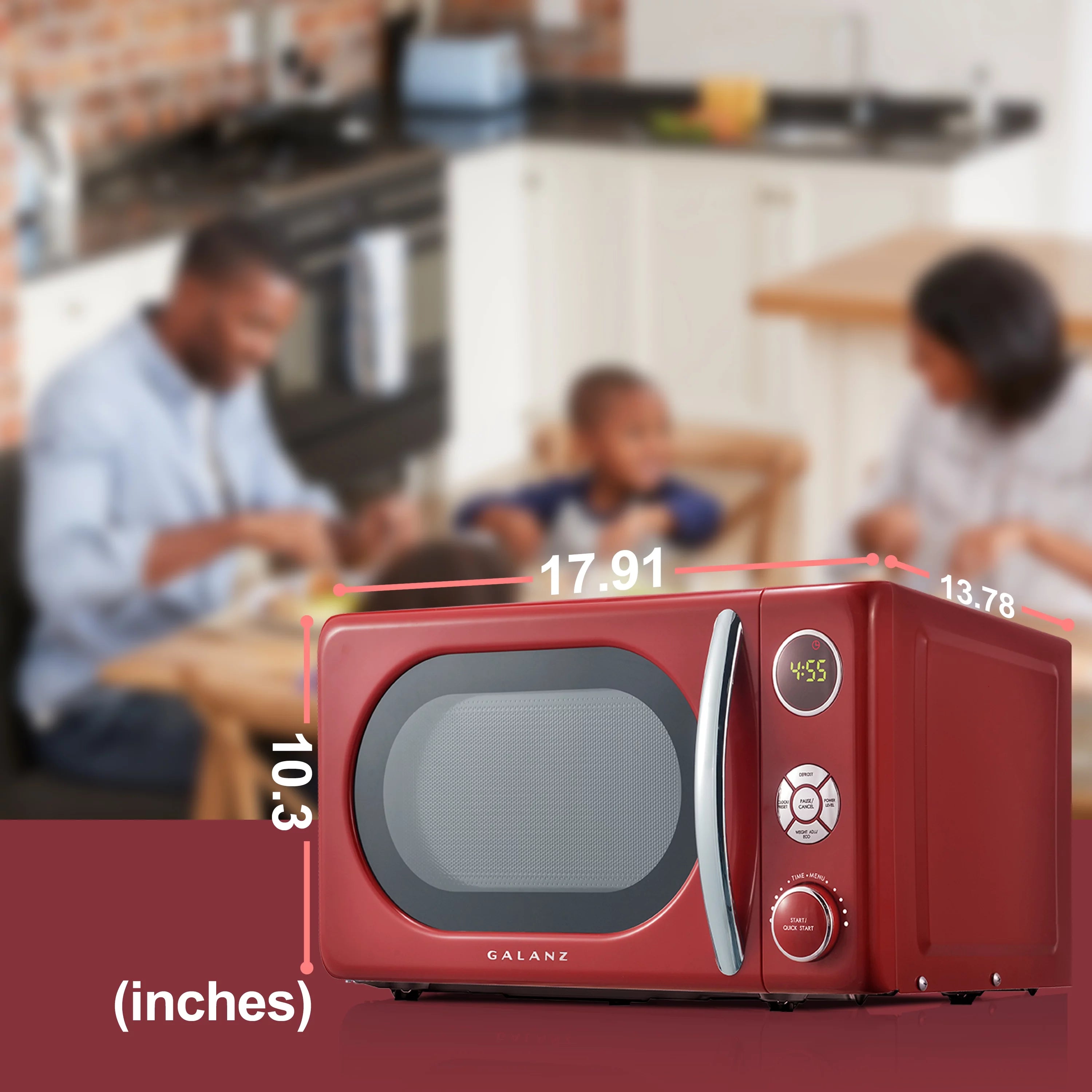 Galanz 0.7 Cu ft Retro Countertop Microwave Oven, 700W, Blue L502