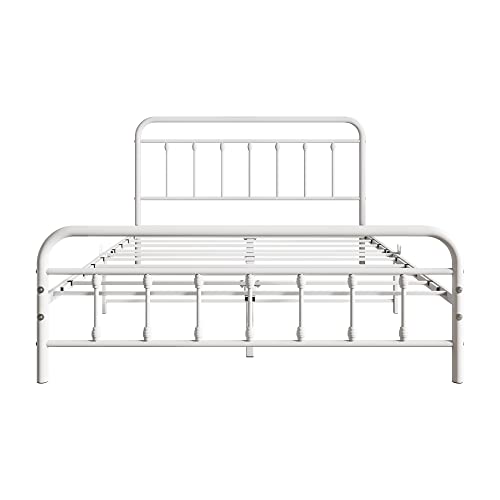 Vintage Full Size Metal Bed Frame with Headboard and Footboard, Black Z946901