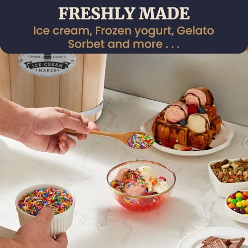 Elite Gourmet Maxi-Matic EIM-924L 4 Quart Electric Ice Cream Maker, Pine Bucket P61620