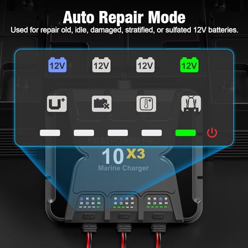 3 Bank Marine Battery Charger 30A 12V Waterproof Onboard G89339