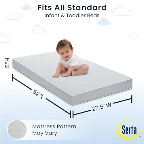 Serta Perfect Slumber Dual Sided Crib and Toddler Mattress Waterproof Hypoallergenic Z38361