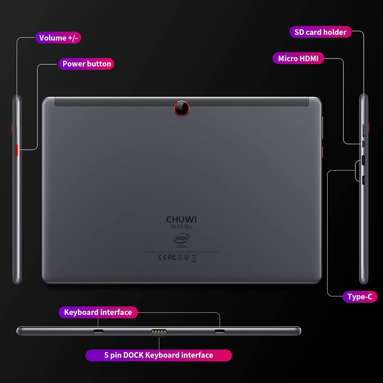 CHUWI Hi10 Go 10.1 inch Windows 11 Tablet, 6GB RAM 128GB ROM Y853