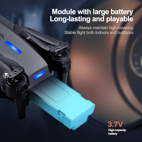E88 Drone with Screen Controller, Foldable Mini Drone for Beginners, 2 Batteries, Black E7038