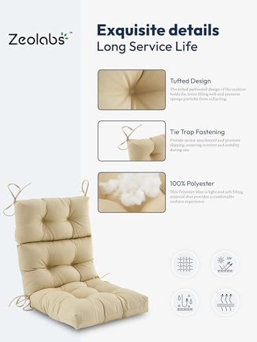 Outdoor High Back Chair Cushion Water Resistant Tufted with Ties Purple P961