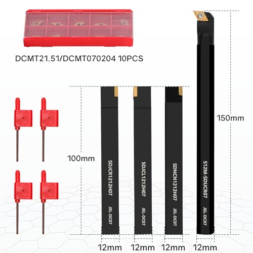 Indexable Lathe Turning Tool 21Pcs Kit 3/8'' 10mm Shank with Carbide Inserts Z5376