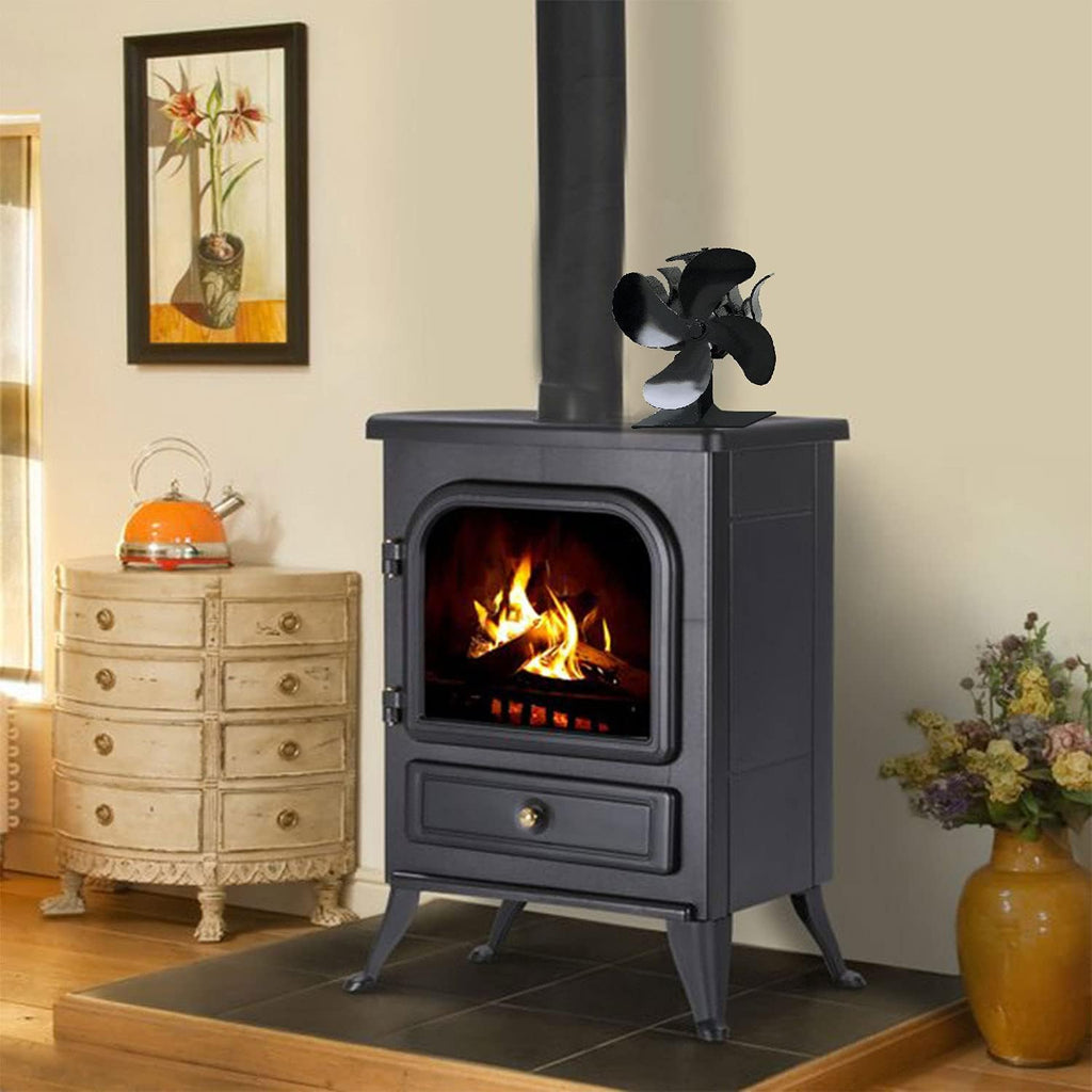 Heat Powered Stove Fan, 4 Blades, Non-Electric for Wood Stove Fireplace, Pack of 2 H138512