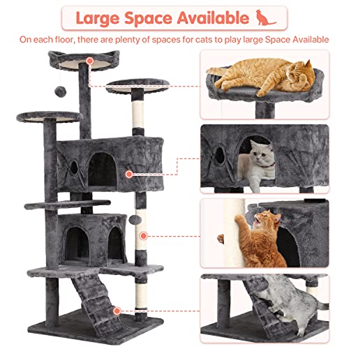 ASHY 54in Cat Tree with Scratching Post for Indoor Cats I993
