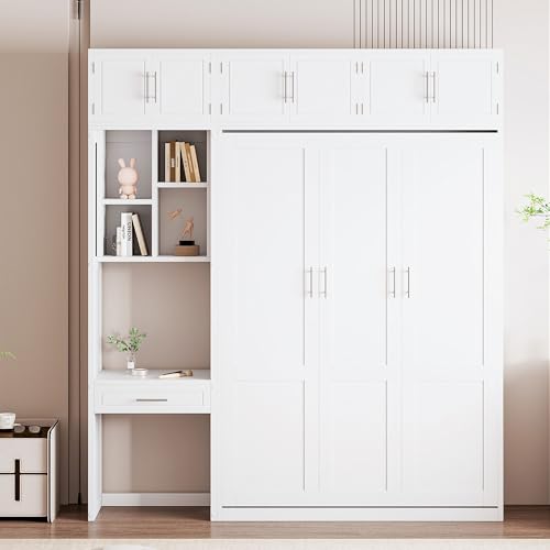 PURLOVE Wood Twin Murphy Bed with Light and USB, Gray W600663