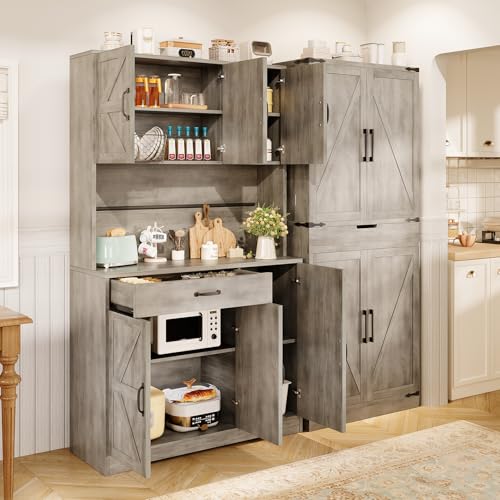 72" Tall Storage Cabinet with Adjustable Shelves & Steel Frame, Dark Grey F5479