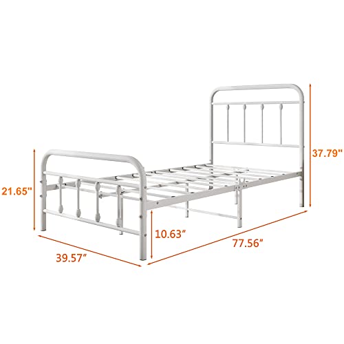 Vintage Full Size Metal Bed Frame with Headboard and Footboard, Black Z946901