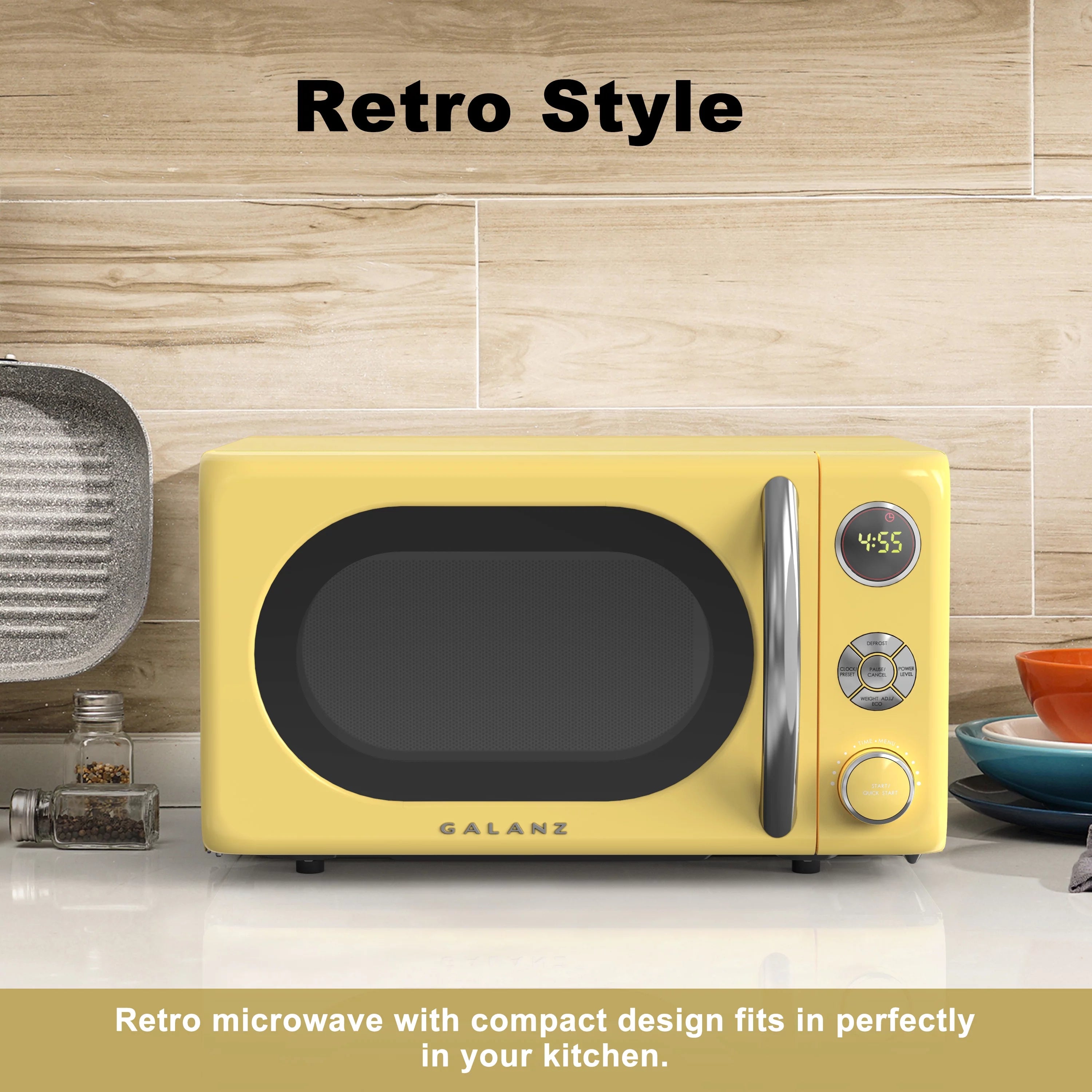 Galanz 0.7 Cu ft Retro Countertop Microwave Oven, 700W, Blue L502