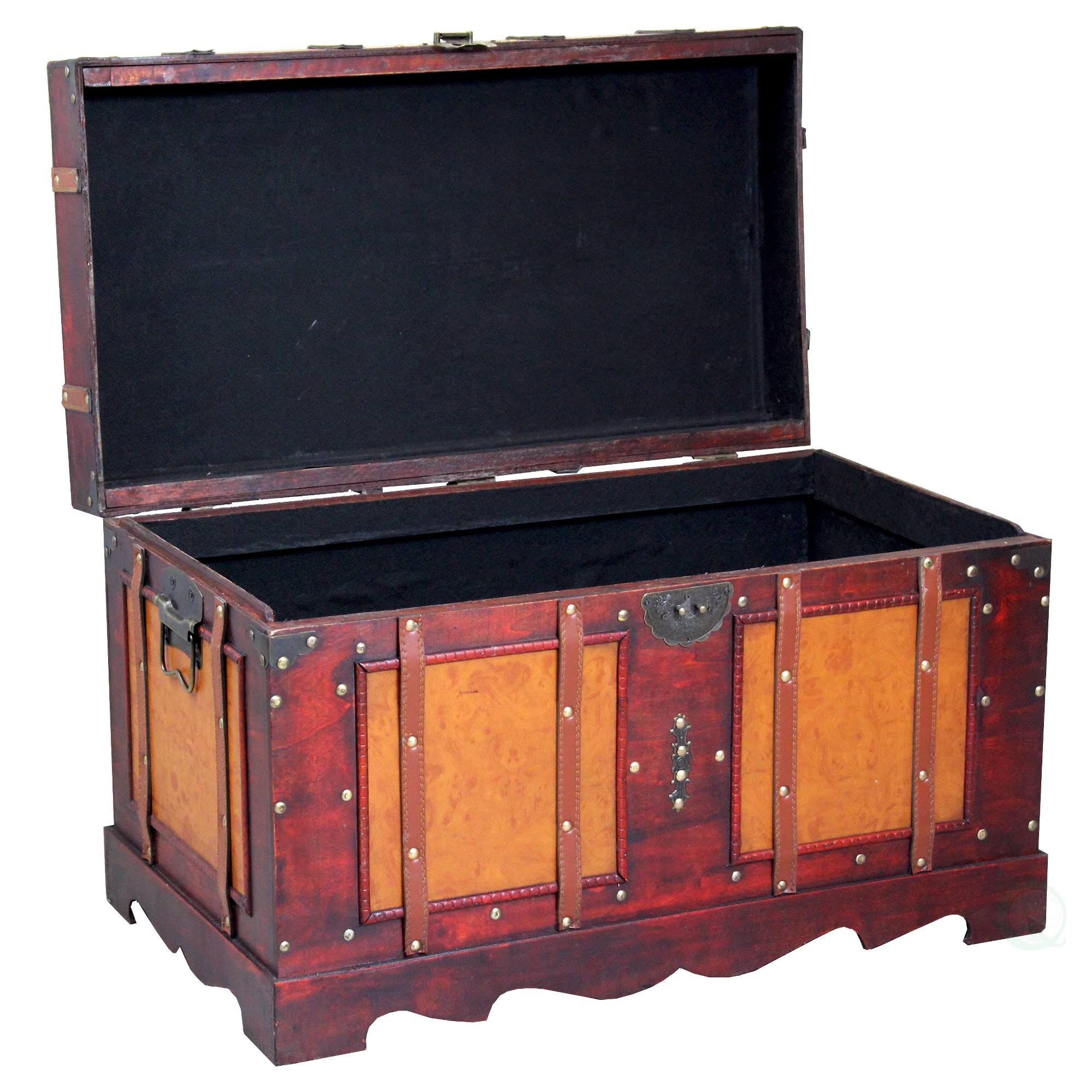 Vintiquewise Large Antique Style Steamer Trunk Storage Box B965742