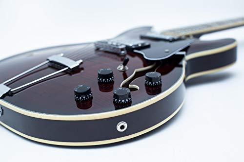 GROTE Jazz Electric Guitar Semi-Hollow Body with Gig Bag, Black Y60488