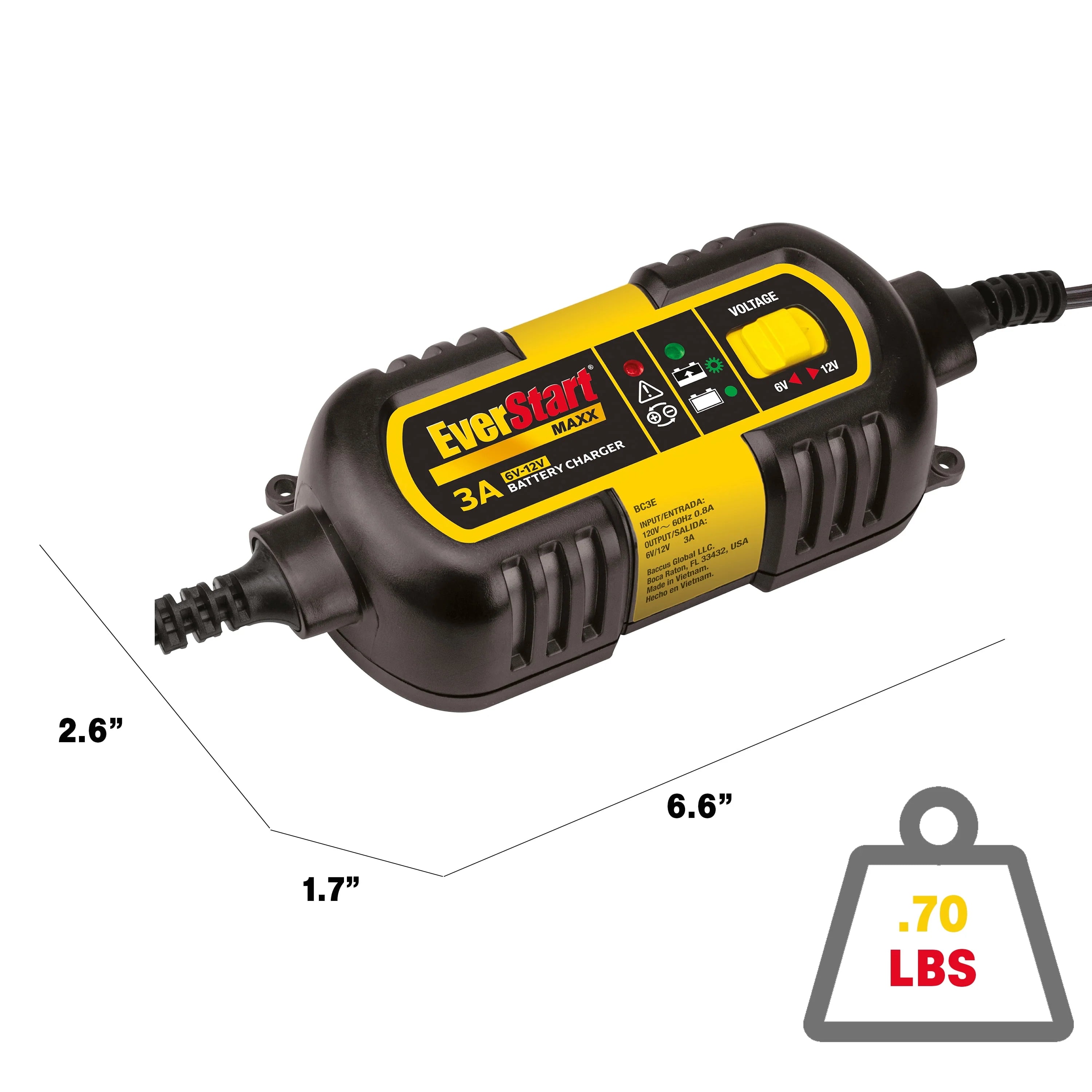 EverStart MAXX 3 Amp 6V/12V Automotive Battery Charger BC3E D404