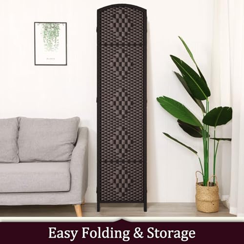 Rose Home Fashion 6 ft Tall Room Divider 4 Panel Folding Privacy Screen, Dark Coffee C8634