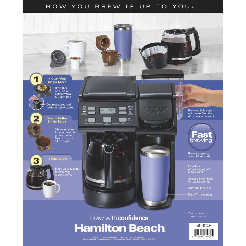 Hamilton Beach FlexBrew Trio Coffee Maker, Single Serve or 12 Cups, Black Y3492