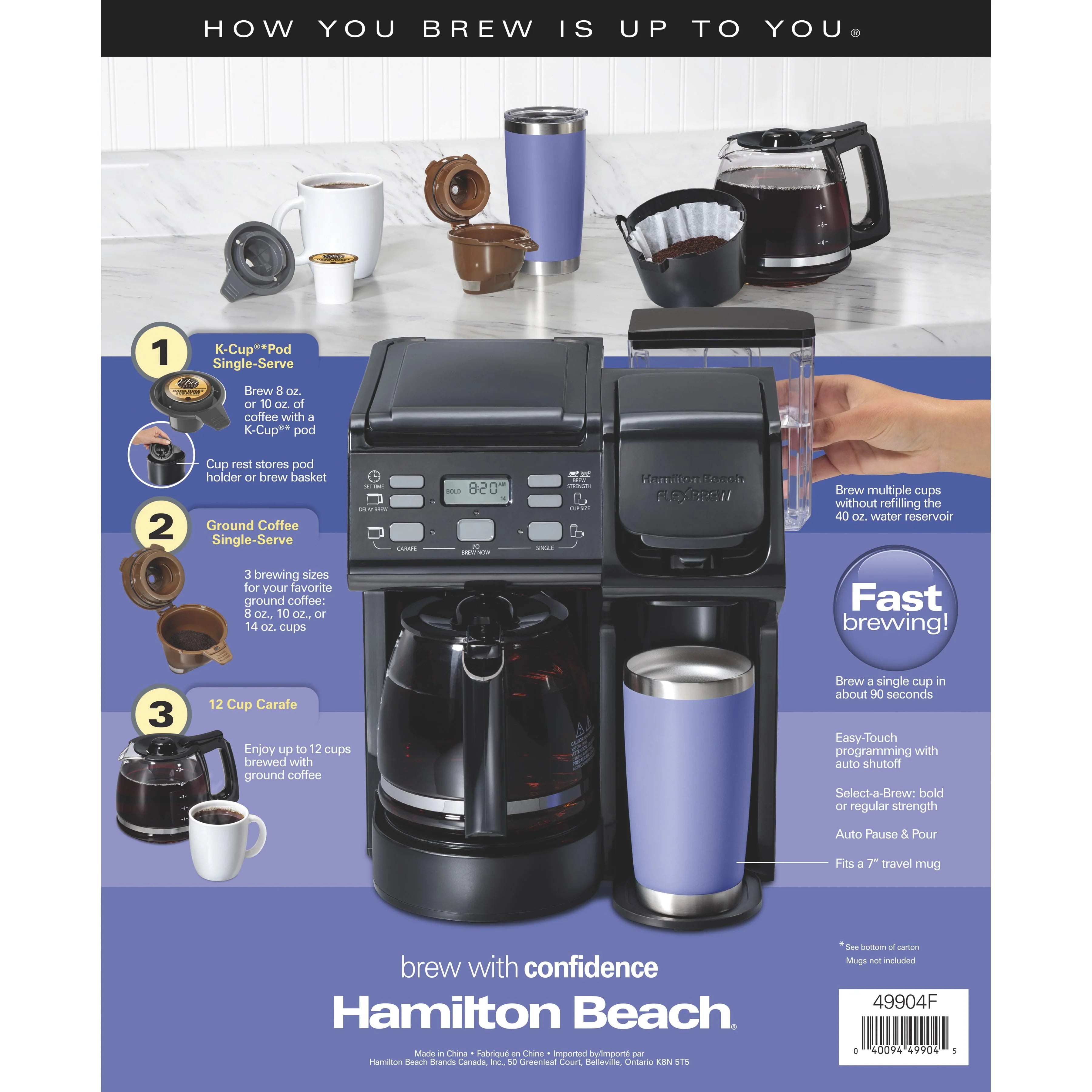 Hamilton Beach FlexBrew Trio Coffee Maker, Single Serve or 12 Cups, Black Y3492