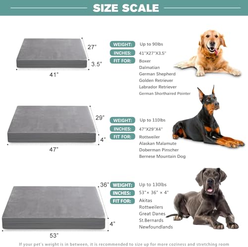 Vonabem Waterproof Dog Bed Large Medium Sized Dogs Outdoor Orthopedic Crate Pad Washable Gray 35"x22" C409
