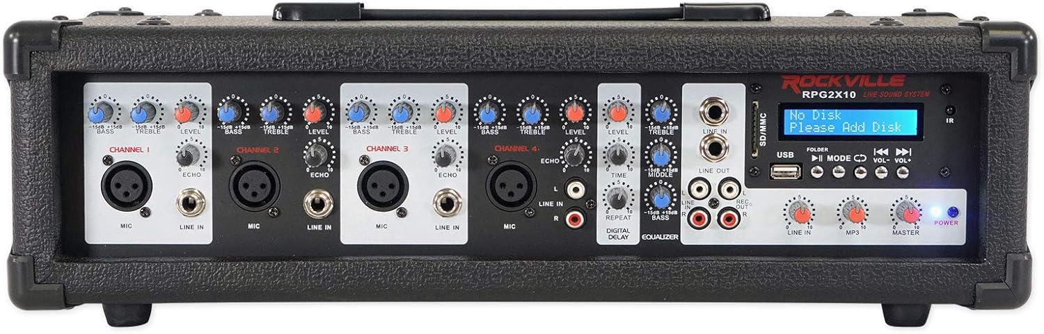 Rockville RPG2X10 PA System with 10" Speakers, Stands, Mics & Bluetooth F701991
