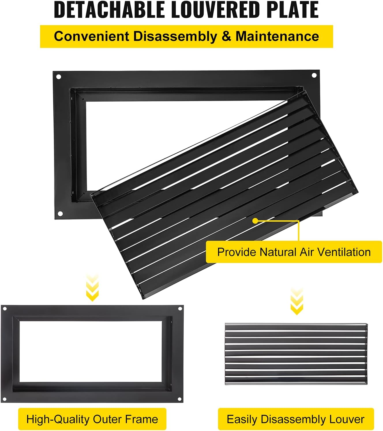 VEVOR Foundation Flood Vent 8" x 16" Wall Mounted, Black D37760