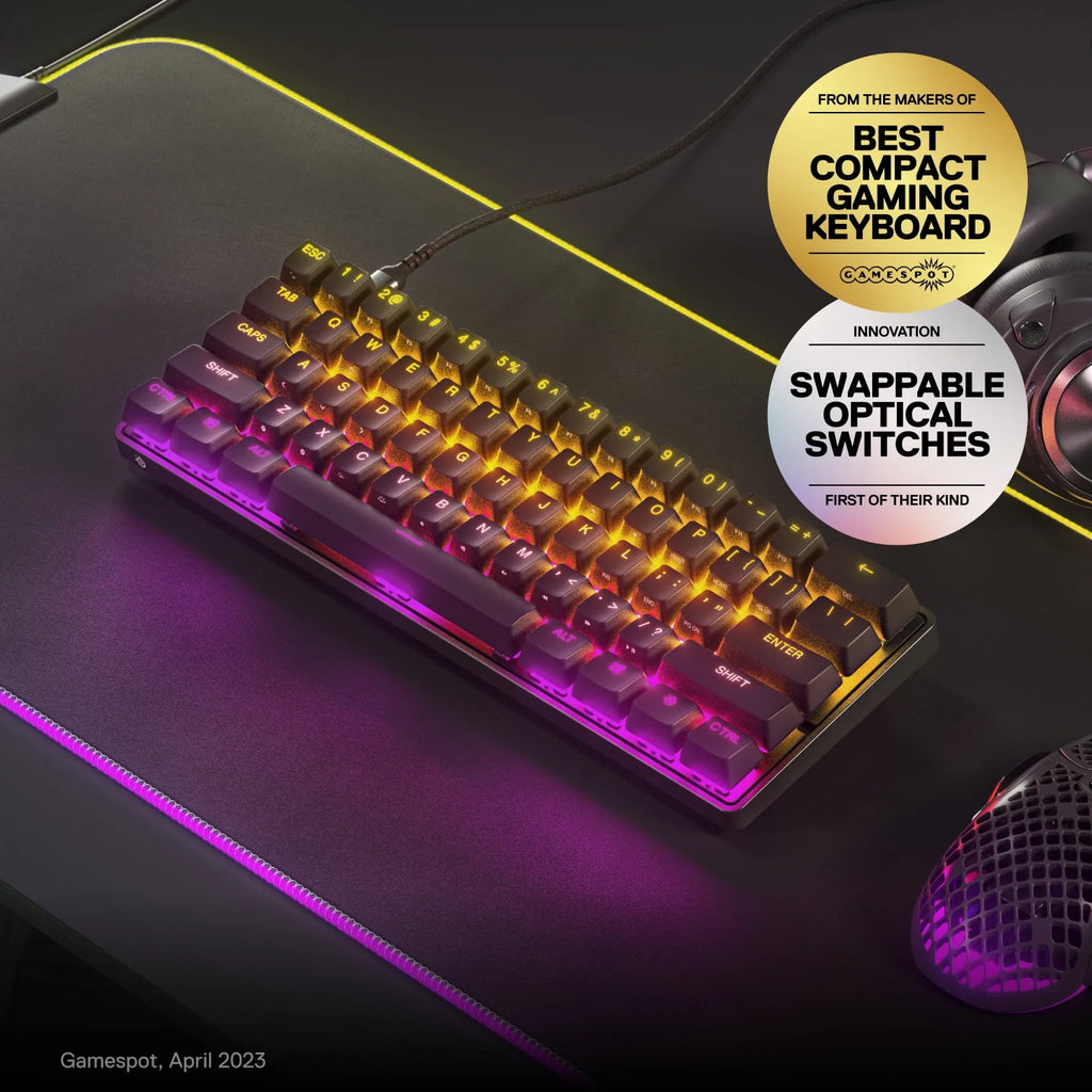 SteelSeries Apex 9 Mini 60% Wired Gaming Keyboard with RGB Lighting, Black T517677