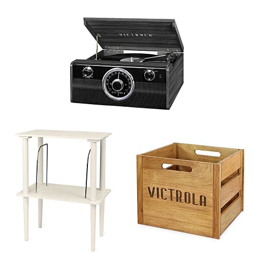 Victrola Metropolitan 4-in-1 Bluetooth Record Player with Built-in Speakers, Grey Z241914