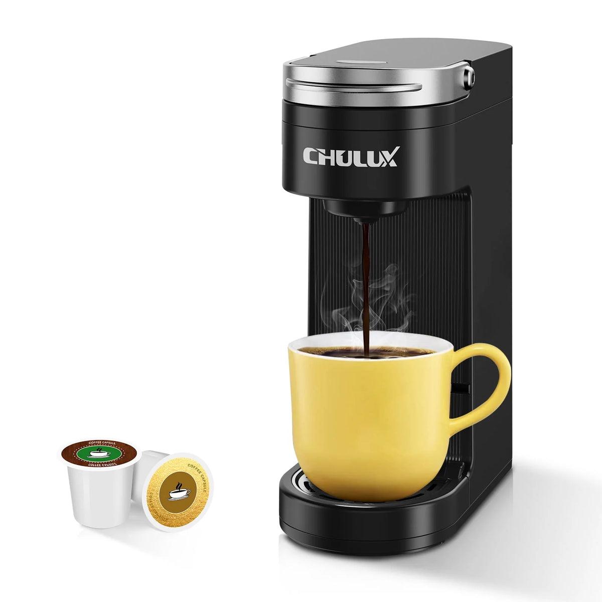 CHULUX Mini Single Serve Coffee Maker for K Pod & Ground Coffee U7469